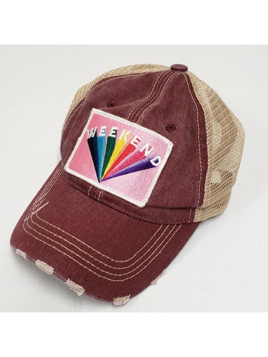 Katydid Accessories - Katydid Weekend Womens Mesh Back Distressed Adjustable Hat Cap